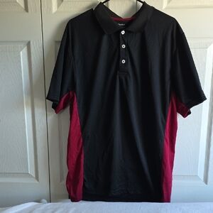 Reebok Men's Polo Golf Shirt Black And Burgundy Red Size XL